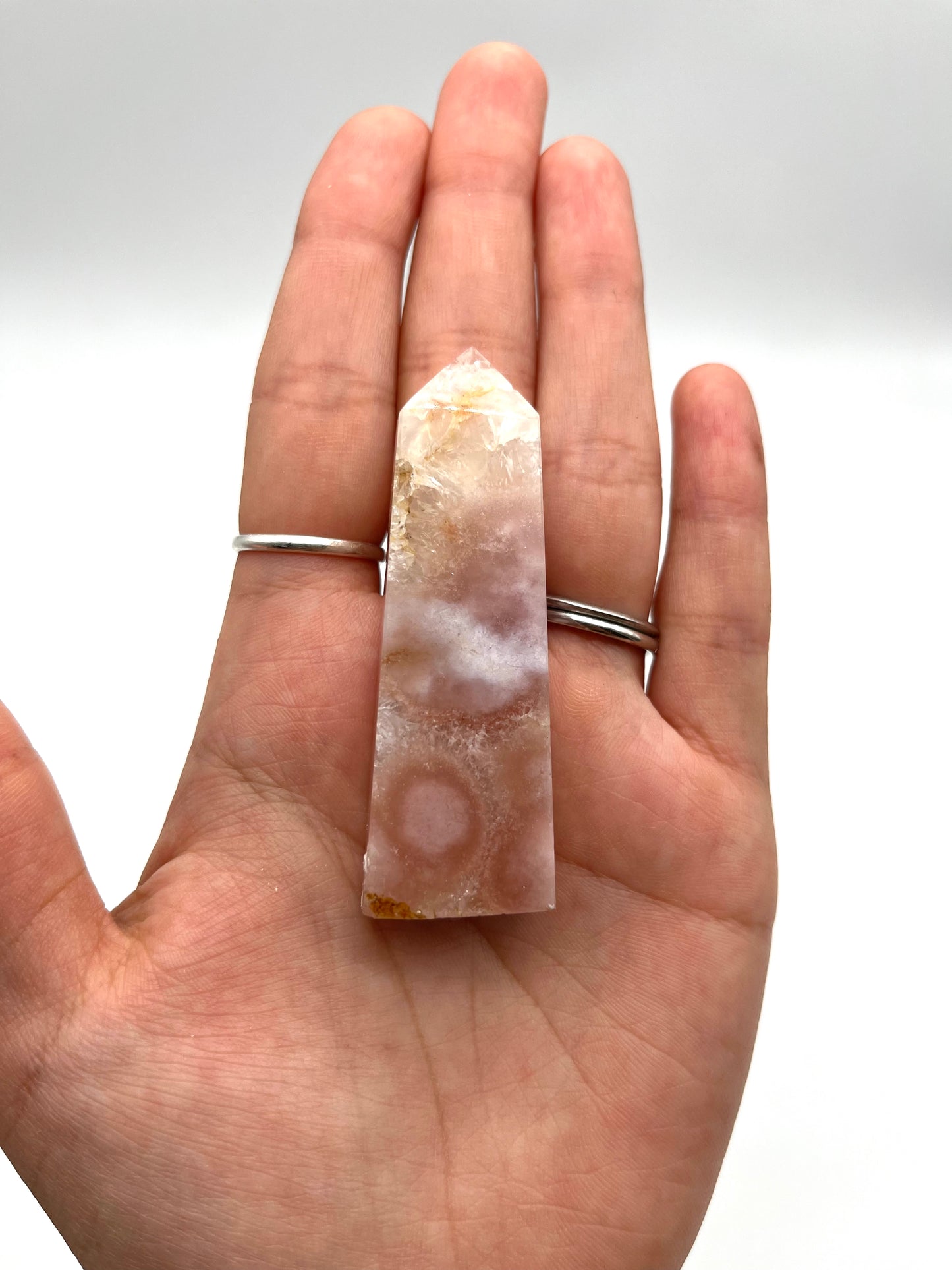Pink and Purple Flower Agate with Amethyst Tower