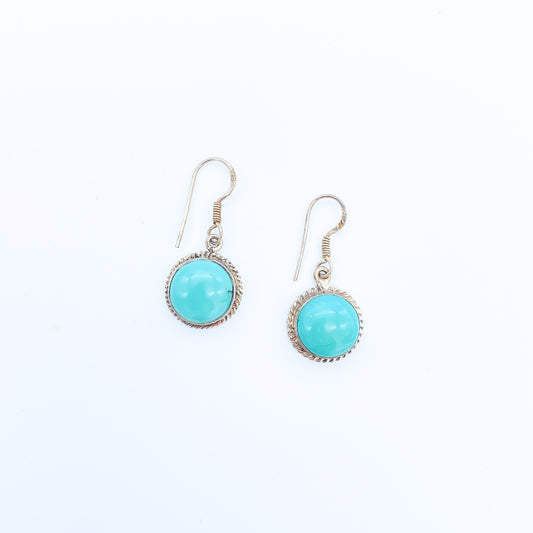 Sterling Silver Turquoise Round Earrings