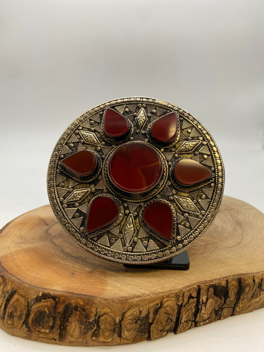 Size 9 US Vintage Carnelian Turkman Tribe Silver Ring | Tribal ring | Afghan Vintage Silver Ring | Unisex Vintage Ethnic Ring | Carnelian ring