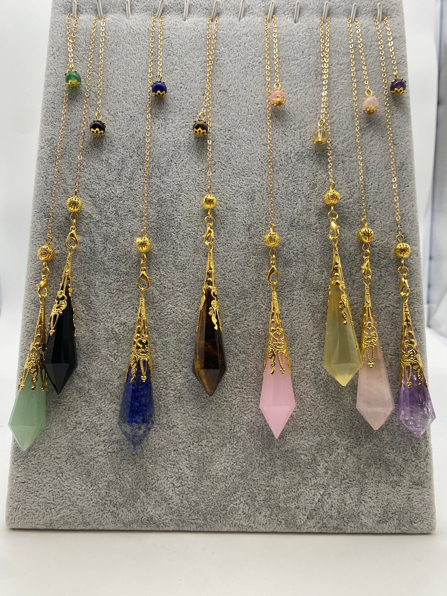 Reiki Energy Healing Crystal Pointed Pendulum Pendant