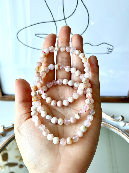 Flower Agate Stretchy Stacking Bracelet