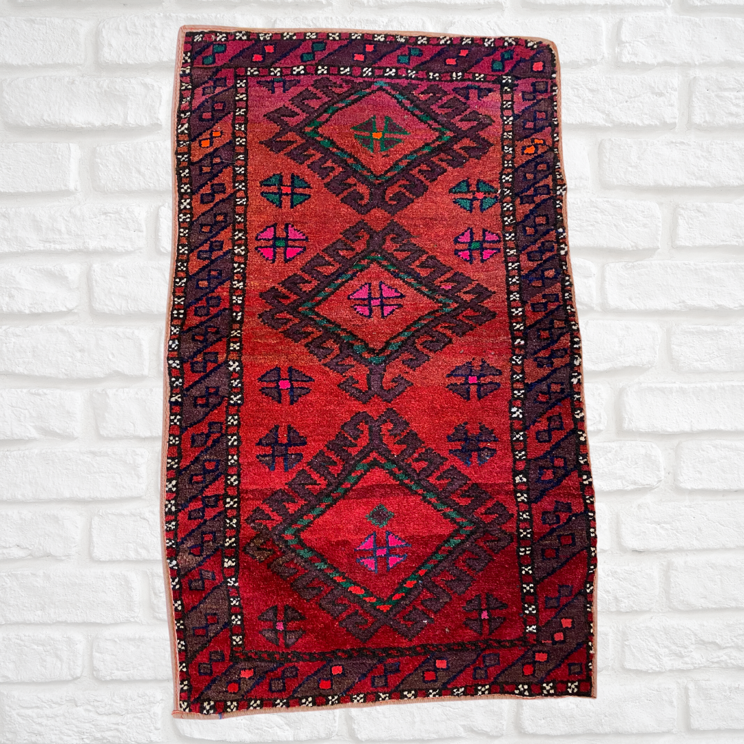 Tapis fait main afghan vintage 2'3 "x 1'9" pi