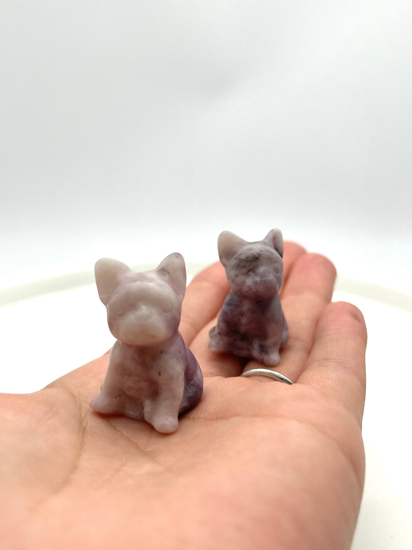 Mini Lepidolite French Bulldog Carving