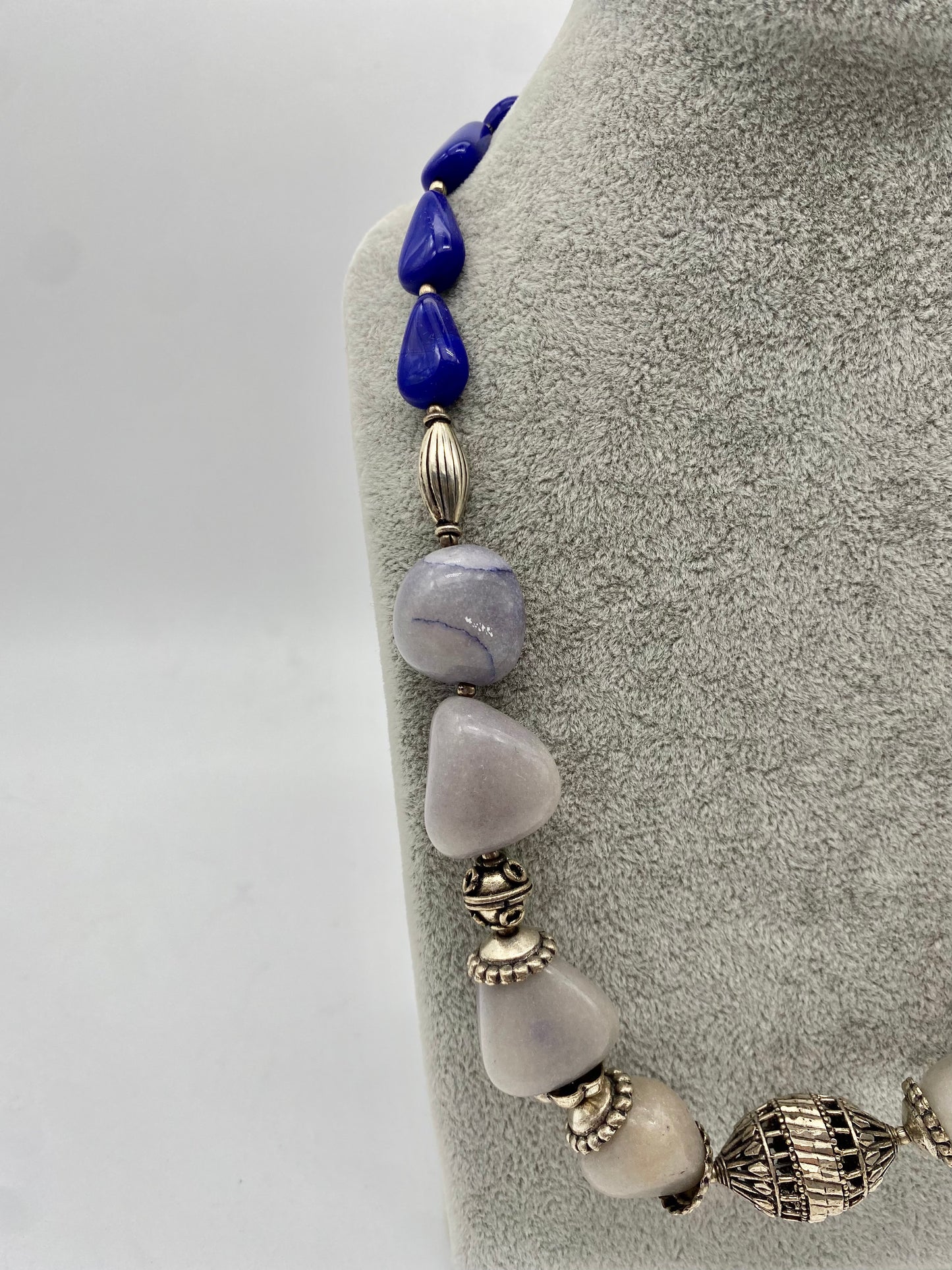 Handmade Lapis Lazuli & blue lace agate Beaded Necklace | Evil Eye Protection | Communication | Throat chakra Necklace | Women’s jewelry