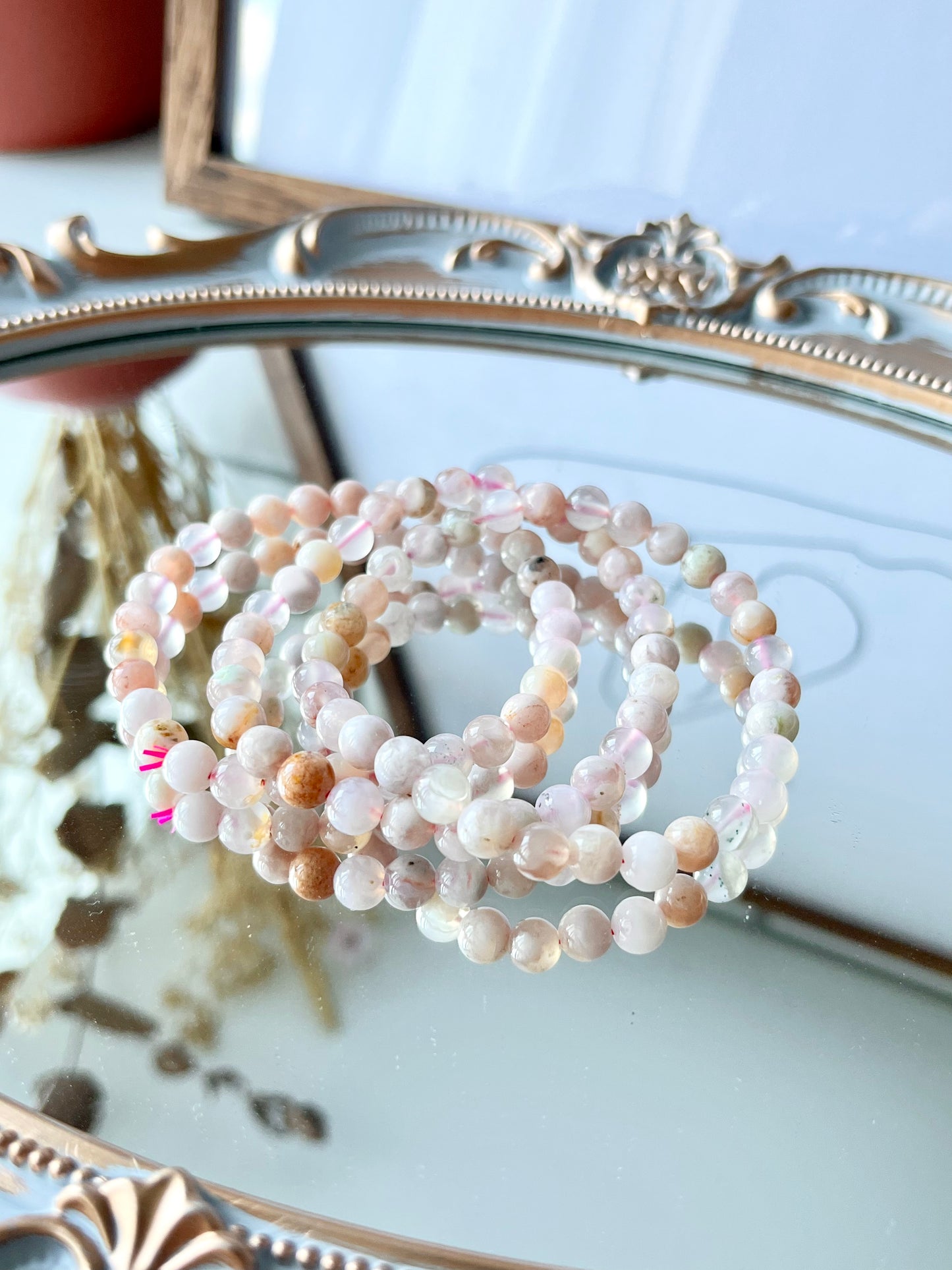 Flower Agate Stretchy Stacking Bracelet