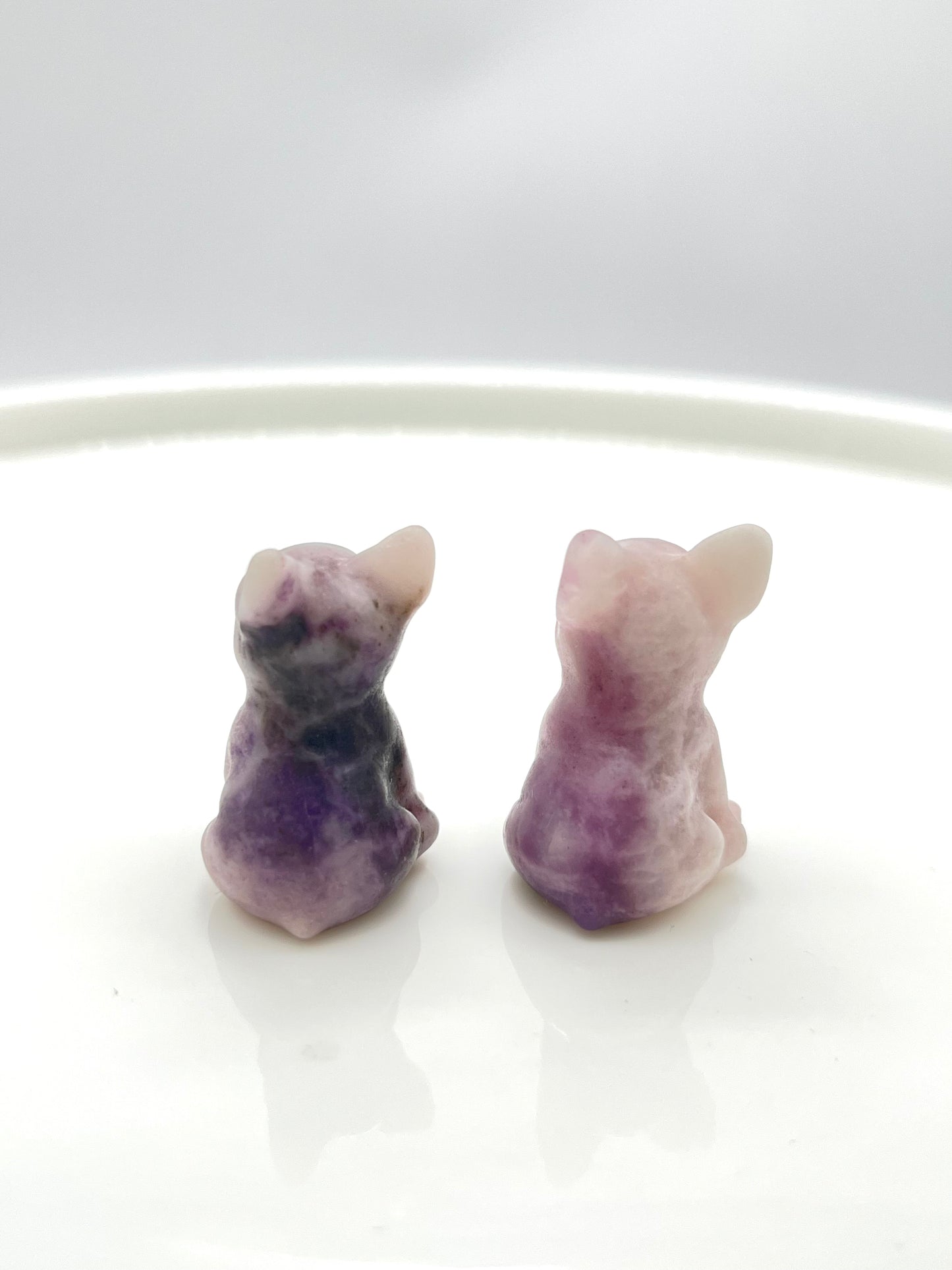 Mini Lepidolite French Bulldog Carving