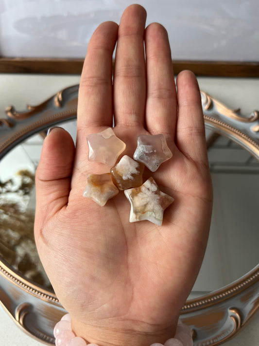 Mini Flower Agate Stars Carvings