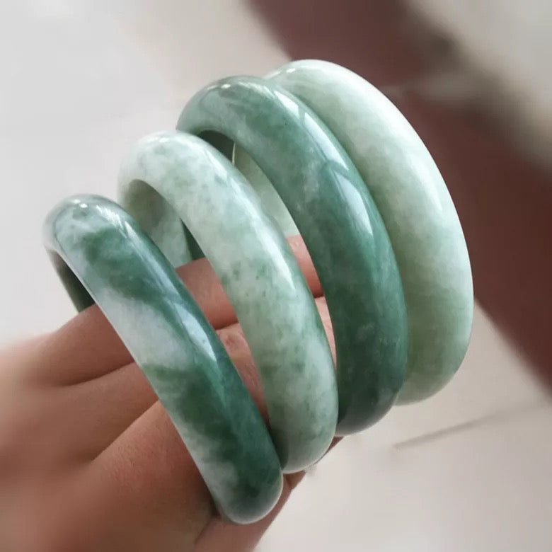 Beautiful Genuine Jade Abundance Wealth Luck Bangle Bracelet / Unisex Prosperity Jade Band Bangle Bracelet