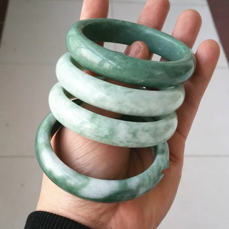 Beautiful Genuine Jade Abundance Wealth Luck Bangle Bracelet / Unisex Prosperity Jade Band Bangle Bracelet