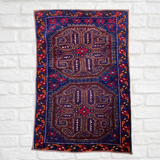 Afghan Handmade Baluch Rug 2'3" x 1'9" ft