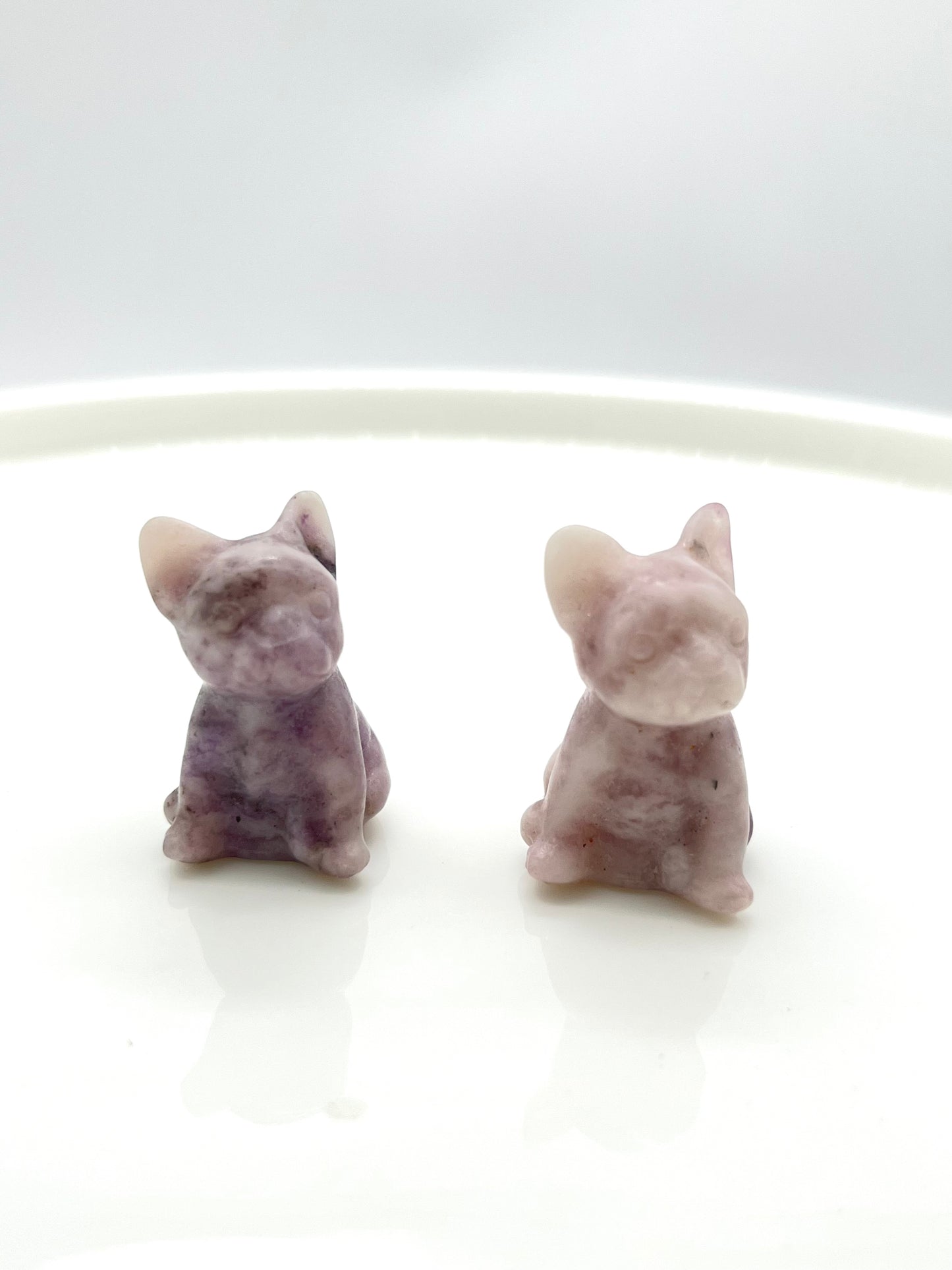 Mini Lepidolite French Bulldog Carving