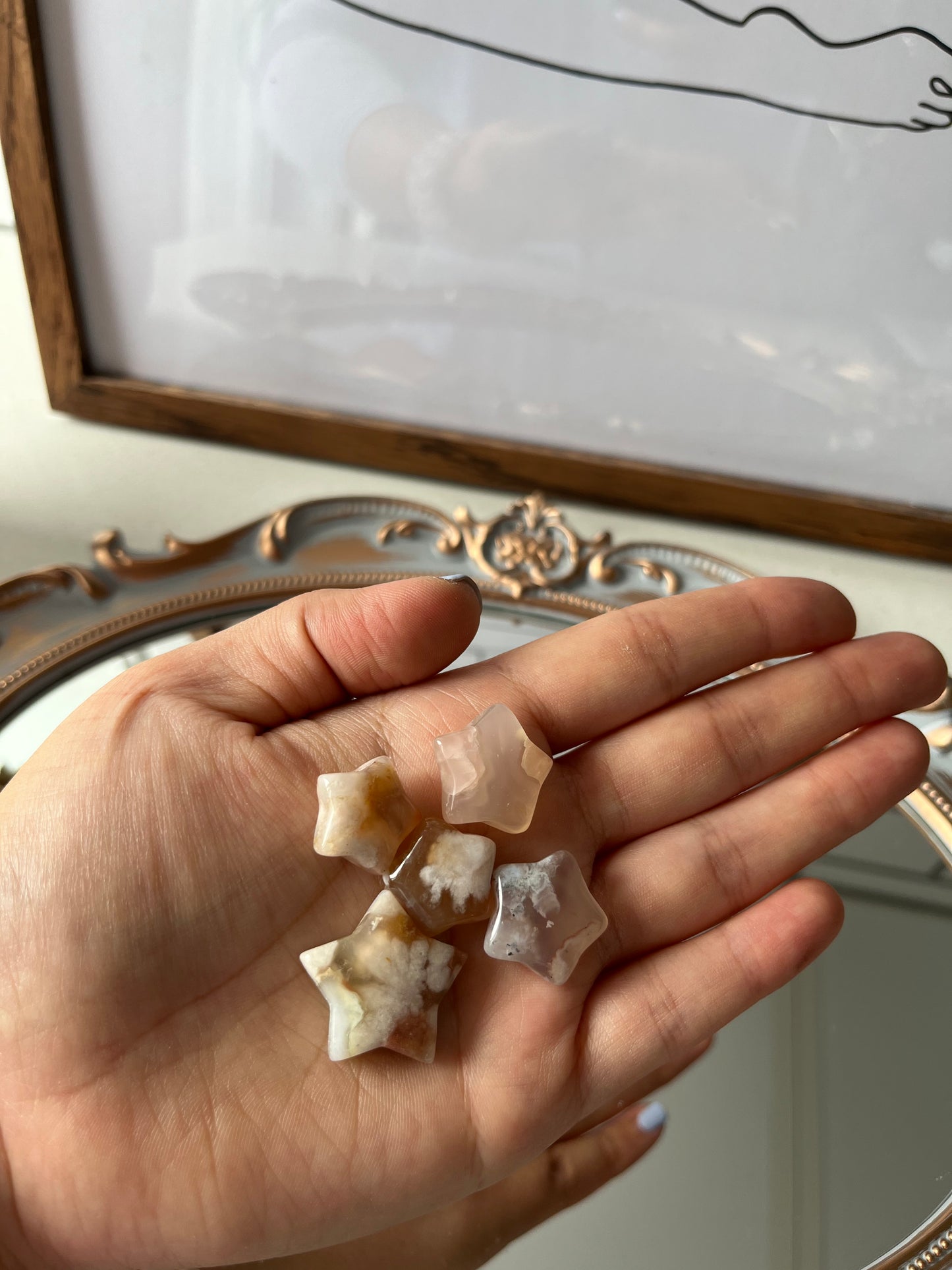 Mini Flower Agate Stars Carvings